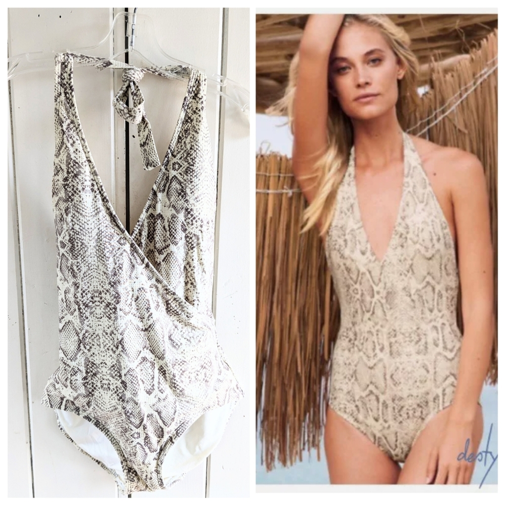 Carmen  Marc Valvo Python Halter Swimsuit NWOT sz 6